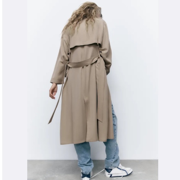 Zara Belted Longline Trench, Size Med - Picture 4 of 8